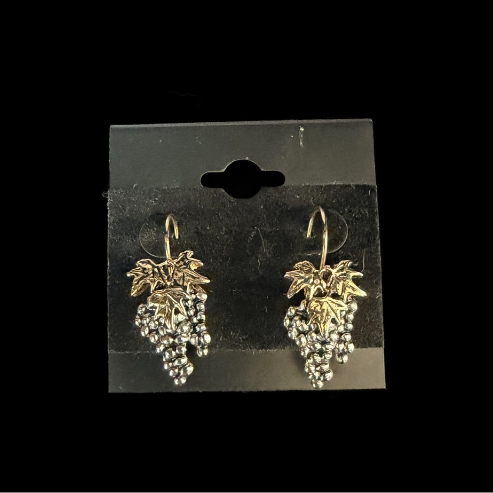 Elegant Gold and Silver Wine Grape Earrings